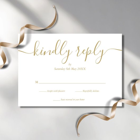 Einfache elegante Script Gold RSVP Karte