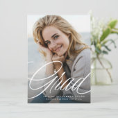Einfache, elegante Script grad ein Foto Abschluss Ankündigung (Stehend Vorderseite)