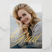 Einfache, elegante Script grad ein Foto Abschluss Folieneinladung (Vorderseite)