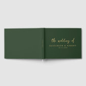 Einfache, elegante Script Green Gold Hochzeit Gästebuch (Voll)