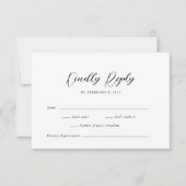 Einfache, elegante Script-Hochzeit RSVP Karte (Vorderseite)