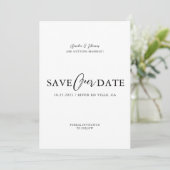 Einfache, elegante Script-Hochzeit Save The Date (Stehend Vorderseite)