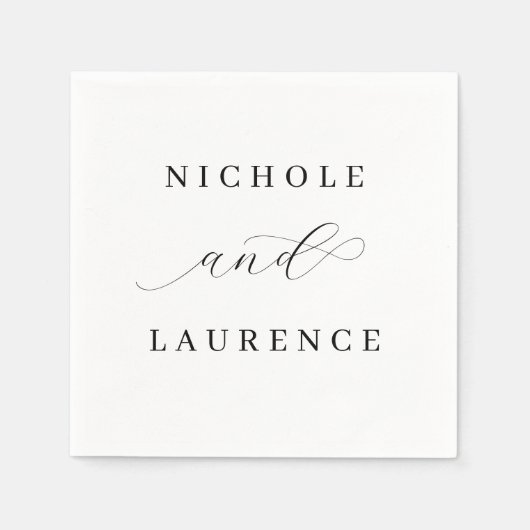 Einfache, elegante Script-Hochzeit Serviette (Vorderseite)