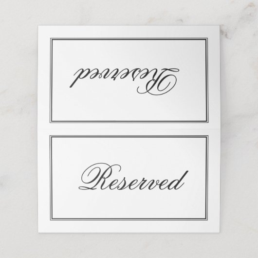 Einfache, elegante Script-Hochzeit vorbehalten Platzkarte (Außenseite Aufgefaltet)