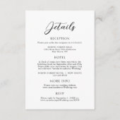 Einfache, elegante Script-Hochzeitdetails Begleitkarte (Vorderseite)
