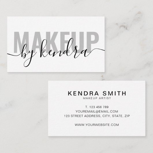 Einfache elegante Script Makeup Artist Visitenkarte (Vorne/Hinten)