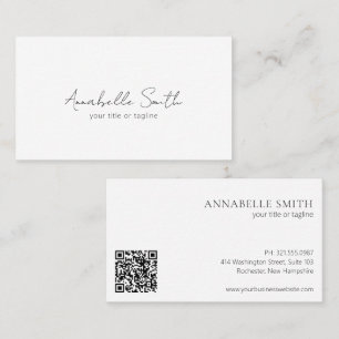 Einfache, elegante Script Minimalistisch QR Code M Visitenkarte