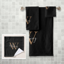 Einfache elegante Script Monogram Black and Gold