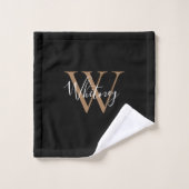 Einfache elegante Script Monogram Black and Gold Badhandtuch Set (Waschlappen)