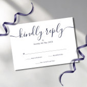 Einfache elegante Script Navy Blue RSVP Karte