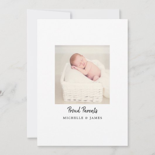 Einfache Elegante Script Neugeborene Minimalistisc Ankündigung (Rückseite)