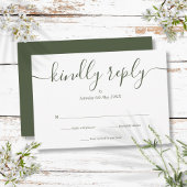 Einfache Elegante Script Olive Green RSVP Karte