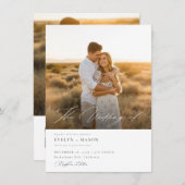 Einfache, elegante Script QR Code Foto Hochzeit Einladung (Vorne/Hinten)