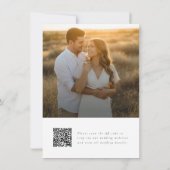 Einfache, elegante Script QR Code Foto Hochzeit Einladung (Rückseite)