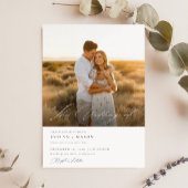 Einfache, elegante Script QR Code Foto Hochzeit Einladung