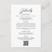 Einfache elegante Script Qr Code Hochzeitdetails Begleitkarte (Vorderseite)
