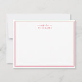 Einfache, elegante Script Red Monogram Note Card Mitteilungskarte (Vorderseite)