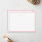 Einfache, elegante Script Red Monogram Note Card Mitteilungskarte (Vorderseite/Rückseite Beispiel)