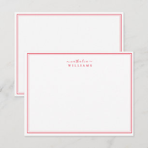 Einfache, elegante Script Red Monogram Note Card Mitteilungskarte