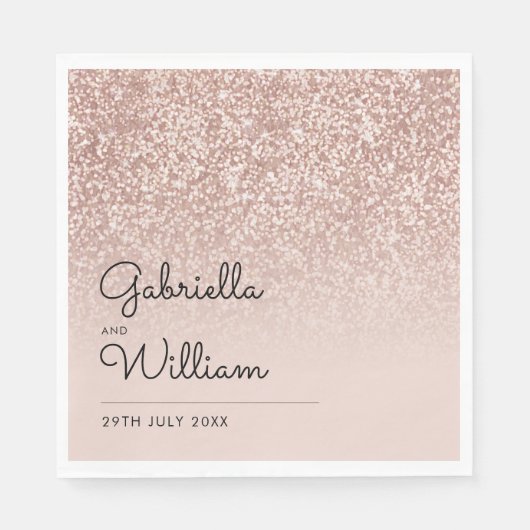Einfache elegante Script-Rose Gold Glitzer Serviette (Vorderseite)