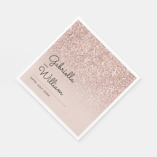 Einfache elegante Script-Rose Gold Glitzer Serviette (Ecke)