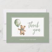 Einfache Elegante Script Sage Green Baby Boy Dankeskarte (Vorderseite)