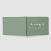 Einfache Elegante Script Sage Green Wedding Gästebuch (Voll)