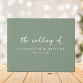 Einfache Elegante Script Sage Green Wedding Gästebuch