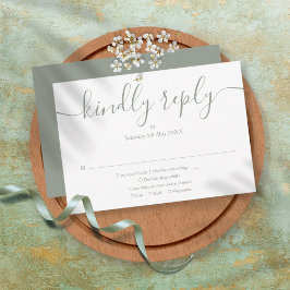 Einfache Elegante Script Sage Green Wedding RSVP Karte