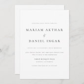 Einfache, elegante Script Schwarz und Weiß Hochzei Einladung (Vorne/Hinten)