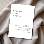 Einfache, elegante Script Schwarz und Weiß Hochzei Einladung