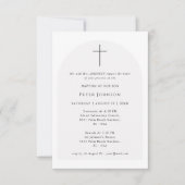 Einfache, elegante Script Schwarz-Weiß-Arch-Taufe Einladung (Vorderseite)