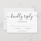 Einfache elegante Script Schwarz-Weiß-RSVP-Karte RSVP Karte (Vorderseite)