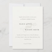 Einfache, elegante Script-Schwarz-weiße Hochzeit Dankeskarte (Vorderseite)