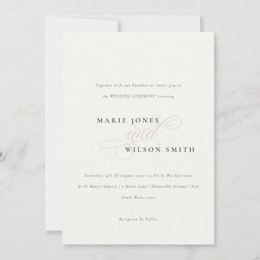 Einfache, elegante Script-Schwarz-weiße Hochzeit Dankeskarte (Vorderseite)