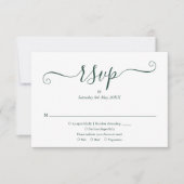 Einfache elegante Script Smarald Green Wedding RSVP Karte (Vorderseite)