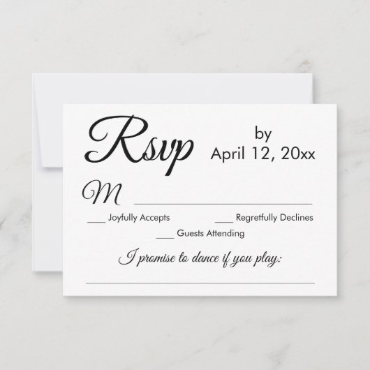 Einfache elegante Script-Song-Anfrage Hochzeit RSV RSVP Karte (Vorderseite)