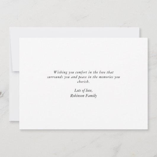 Einfache Elegante Script Sympathy Card Ankündigung (Rückseite)