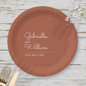 Einfache, elegante Script Terracotta Wedding Pappteller