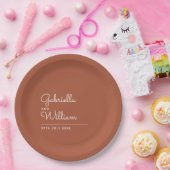 Einfache, elegante Script Terracotta Wedding Pappteller (Party)