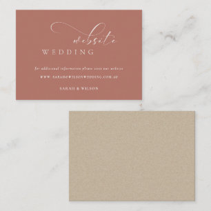 Einfache, elegante Script Terracotta Wedding Websi Begleitkarte