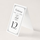 Einfache elegante Script-Tischnummern W & B Hochze (Rückseite)