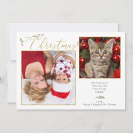 Einfache elegante Script-Typografie 2-Foto Feiertagskarte