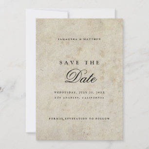 Einfache, elegante Script Vintage Hochzeit Save The Date