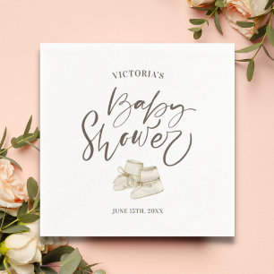 Einfache elegante Script Watercolor Baby Dusche Serviette
