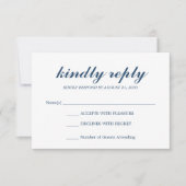 Einfache, elegante Script Wedding RSVP Midnight Bl (Vorderseite)