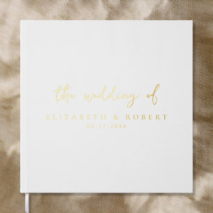 Einfache, elegante Script-White-Foil-Hochzeit Gästebuch