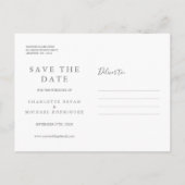 Einfache elegante Signature-Script-Save the Date-K Ankündigungspostkarte (Rückseite)