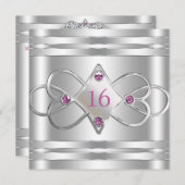 Einfache Elegante Silver Einladung (Vorne/Hinten)