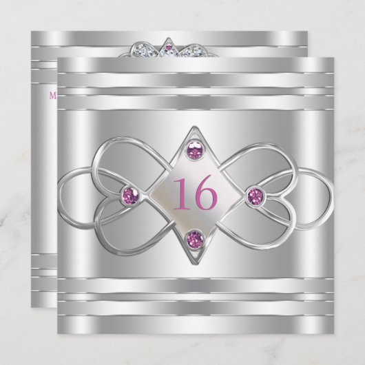 Einfache Elegante Silver Einladung (Vorne/Hinten)